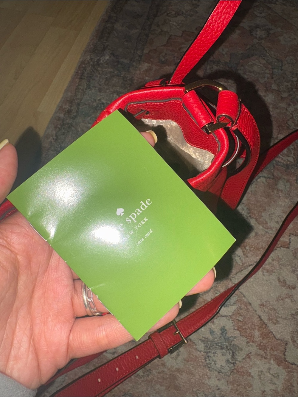 Kate Spade Red Bucket Bag Pebble Leather Side Cinch Adjustable Crossbody - Picture 6 of 14